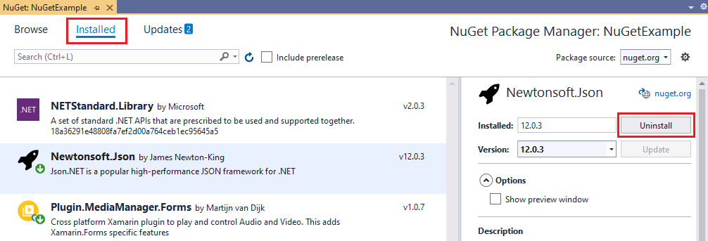 Bir NuGet Paketini Kaldırın