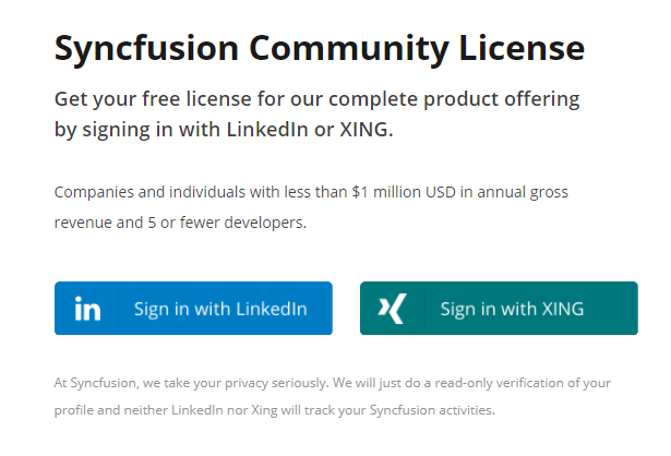 Linkedin ya da XING ile Syncfusion'a Giriş Yapın