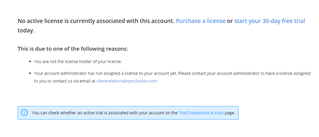Syncfusion No Active License Uyarısı