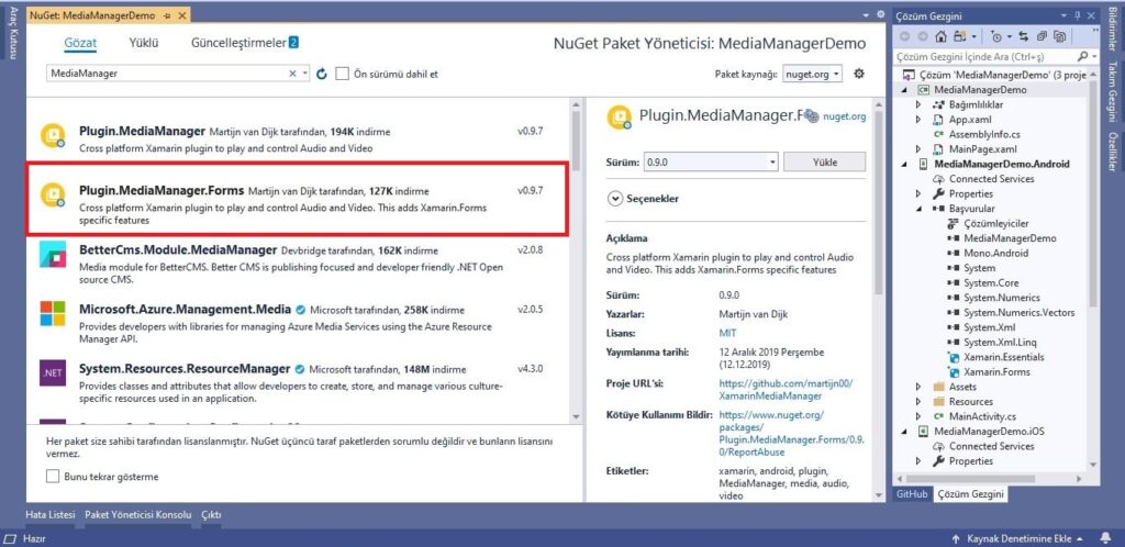 Xamarin.Forms MediaManager Eklentisi