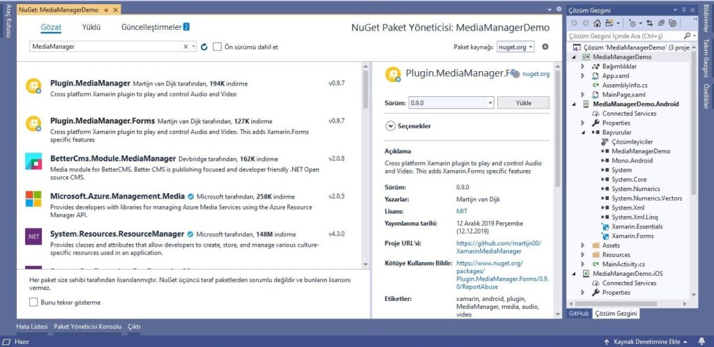 xamarin.forms install cross mediamanager nuget package