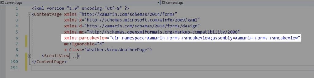 Xamarin Forms PancakeView Plugin XAML Namespace