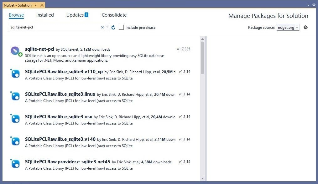 Xamarin Forms sqlite-net-pcl plugin