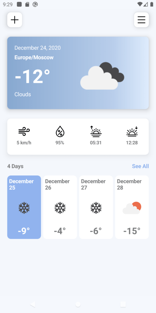 Xamarin.Forms Weather App PancakeView UI