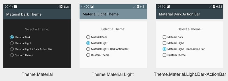 Android built-in material themes