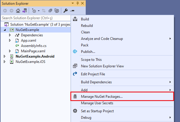 Manage NuGet Packages