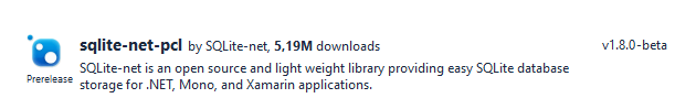 sqlite-net-pcl NuGet Package